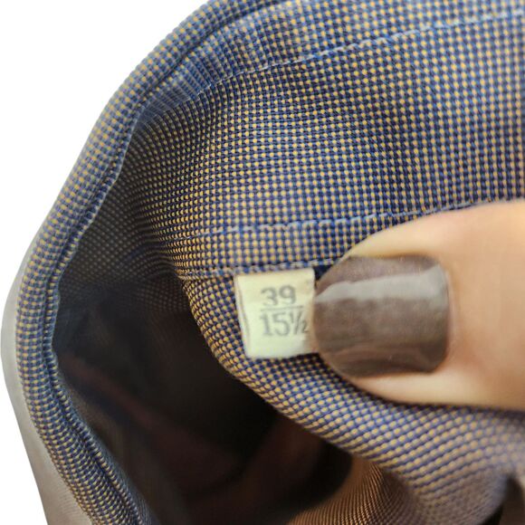 ERMENEGILDO ZEGNA‎ Shirt Mens 39 15.5 Purple Blue Sheen Button Dress Shirt - Picture 9 of 10